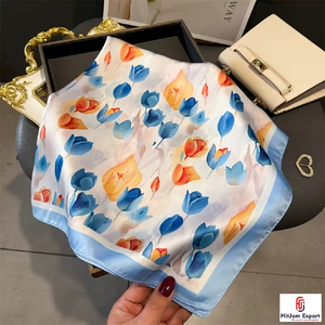 OEM ODM Custom Logo Satin Printed Scarf Fashion Brands Promotional Use Private Label Manufacturer Nigeria Ghana Kenya Congo - Product Image 1