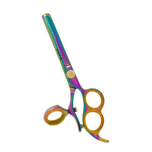 ชุดกรรไกรตัดผมไทเทเนียมเคลือบไทเทเนียมสีรุ้ง2ชิ้น3วงแหวนสำหรับตัดผมและขัดเงา - Product Image 1