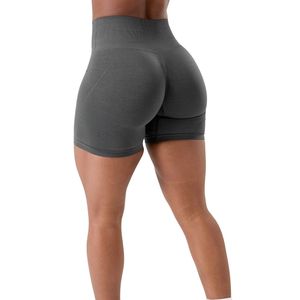Shorts de sport gris taille haute sans coutures pour femme, compressifs et extensibles, pour fitness, gym, entraînement et activités sportives - Product Image 3