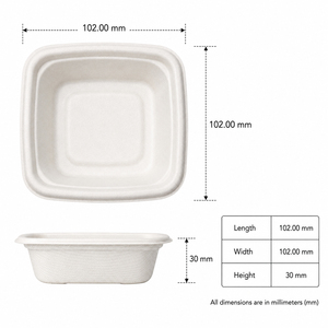 Bol de service carré jetable en fibre de bagasse écologique de 5 oz, blanc, pour emporter, idéal pour fêtes, boulangeries, sushis, camping et emballage alimentaire - Product Image 6