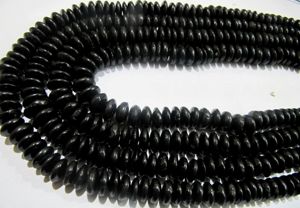 Cuentas de espinela negra natural en forma de rondel, corte alemán, lisas, de 7-10 mm, cuentas graduadas - Product Image 1