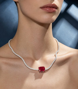 925 Silver Cultured Ruby Necklace Shines at Fashion Parties, Perfect Daily Wear and Birthday Surprise <b>Gift</b> for Girls L - Product Image 4