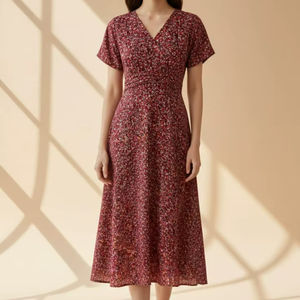 เดรสสายเดี่ยวผู้หญิง ลายอิกกัต ระบายอากาศได้ดี ทรงเอไลน์ ยาวถึงข้อเท้า สีน้ำเงิน สวมใส่สบายๆ ทุกวัน ติดกระดุม ผ้าฝ้าย 100% - Product Image 1