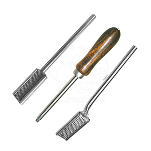 Juego de 3 piezas de herramientas dentales equinas reutilizables de acero inoxidable con acabado satinado, 20 pulgadas, cabezales rectos y angulados, mango de madera - Product Image 3