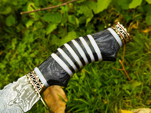Handmade Custom Damascus Straight Fixed Blade <b>Bone</b> <b>Handle</b> Industrial Grade 3-Year Warranty Outdoor Camping Hunting Bowie <b>Knife</b> - Product Image 5