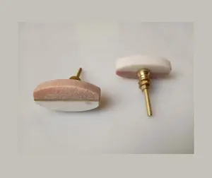 现代家具手柄配件抽屉旋钮白色和粉色大理石黄铜旋钮耐用浴室厨房衣柜拉手