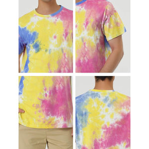 T-shirts en coton à manches courtes personnalisables avec logo, vente en gros, unisexe, plusieurs couleurs, tie-dye doux pour hommes, en promotion - Product Image 6
