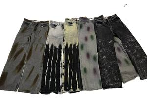 Jean en denim délavé pour homme, 100% coton de haute qualité, coupe oversize ample à jambe évasée, taille haute, style Hip Hop, écologique, avec service OEM/ODM - Product Image 4