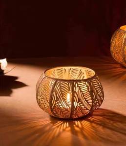 Lanterne hexagonale en métal géométrique, porte-bougie votif, résistant à la chaleur, durable, décoration de la maison, Noël et autres occasions - Product Image 2