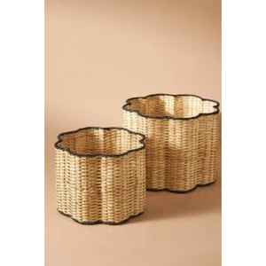 Natural Rattan <b>Storage</b> <b>Baskets</b> Geometric Shape Rustic Style Eco-Friendly Multi-Purpose Neatening <b>Basket</b> Set - Product Image 1