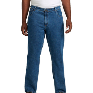 Jean en denim délavé coupe droite taille haute pour homme 100 % coton décontracté bleu avec braguette boutonnée en toile mi-lourde - Product Image 4
