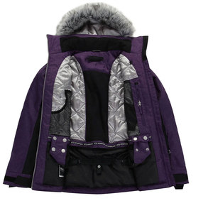 Veste matelassée à capuche pour homme, couleur violette, avec garniture en fourrure, imperméable, col montant, coupe classique, rembourrage en polyester, style décontracté - Product Image 1