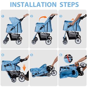 Poussette réglable TH-PPS-254 pour animaux de compagnie pour une utilisation en extérieur avec doublure amovible cadre pliable et sangle de sécurité pour animaux de compagnie - Product Image 6