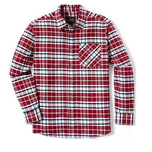 Chemise en flanelle à manches longues pour homme, décontractée, 100% coton, brossée, douce, à carreaux, col rabattu - Product Image 1
