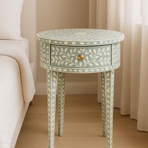 Mesa Auxiliar Premium Hecha a Mano con Incrustaciones de Hueso y Elegante Estructura de Madera para un Estilo Contemporáneo, Forma Personalizable - Product Image 6