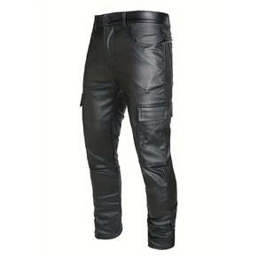 กางเกงหนังวัวแท้ทรงไบค์เกอร์สีดำ ดีไซน์ทันสมัย ให้ความรู้สึกพรีเมียม ขายดี กางเกงหนังแฟชั่น - Product Image 2