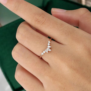 Anillo Delicado Curvo con Circonita Cúbica de Diseño Único, Plata de Ley 925, Oro Rosa, Anillos de Boda, Aniversario, Promesa Nupcial, Joyería - Product Image 2