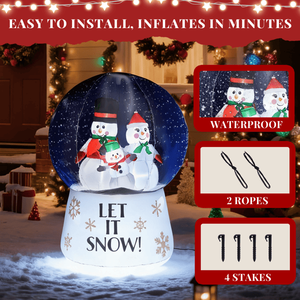 Décoration de Noël gonflable lumineuse de 6 pieds, famille de bonhommes de neige amusante, globe de neige, décorations de jardin extérieures pour les fêtes - Product Image 3