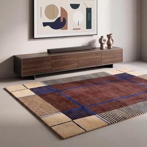 Alfombra Moderna de Lana Anudada a Mano con Diseño de Borde Floral, Alfombra Decorativa para Sala de Estar, Dormitorio, Oficina, Decoración del Hogar - Product Image 5