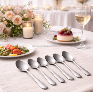 Ensemble de 12 cuillères de table en acier inoxydable robuste pour usage commercial, finition miroir, design moderne et luxueux, prêt pour les réceptions - Product Image 1