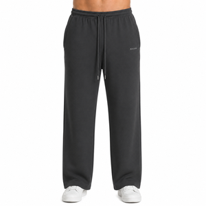 Premium Custom Heavy GSM Sport Straight <b>Open</b> <b>Hem</b> Puff Print Baggy Relaxed Loose Logo <b>Open</b> Bottom Sweatpants Mens <b>Jogger</b> - Product Image 4