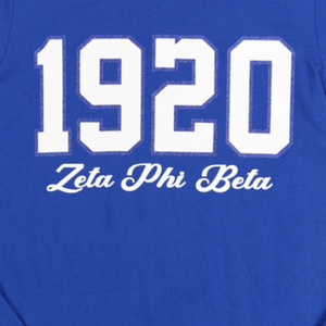 Zeta Phi Beta 1920 Long Sleeve T Shirt Royal <b>Blue</b> Womens Greek Letter Tee ZPB Chenille Script Sorority Apparel Slim Fit Casual W - Product Image 4
