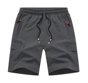 Shorts pour hommes de couleur unie, taille mi-haute, fermeture à cordon, séchage rapide, respirant, décontracté, style Bermuda avec poches - Product Image 1