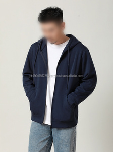 Conjunto de Sudadera con Capucha y Cremallera para Hombre, 100% Algodón, Grueso, Diseño de Punto Sólido, Forrado, con Bolsillos Utilitarios, Estilo Lavado - ODM - Product Image 4