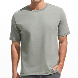 Men's Olive Green <b>Short</b> <b>Sleeve</b> Crew Neck T-Shirt 100% Cotton Regular Fit Casual Solid Color Jersey Knit Plain Dyed - Product Image 4