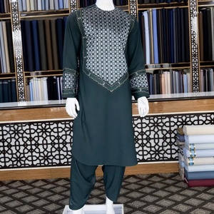 Wholesale 100% Cotton Afghani Shalwar Kameez Patchwork Stylish Fashion Design 2pcs Set Man <b>Pakistani</b> Muslim Shalwar Kameez <b>Dress</b> - Product Image 1