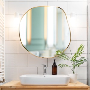 Modern design abstract shape metal wall <b>mirror</b> available in customized sizes shapes designs and colors for entryway dining space - Product Image 3