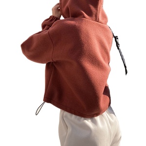 2025 jersey para correr de lana de manga larga para mujer, Top corto personalizado, sudaderas con capucha de gran tamaño en blanco de alta calidad para mujer - Product Image 6