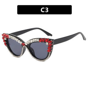 Lunettes de soleil œil-de-chat ornées de diamants, protection UV400, monture demi-cerclée, unisexe, tendance, pour usage extérieur, design confortable - Product Image 5
