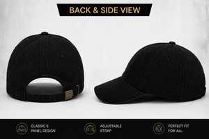 Gorra de Béisbol de Mezclilla de 6 Paneles MALVAN ENTERPRISES, Unisex, Ajustable, Estilo Casual, Color Negro Sólido, Lavada, 100% Algodón - Product Image 2