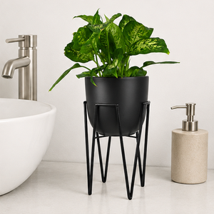 Jardinière en métal noir avec support pour plantes d'intérieur, pot de fleurs en fer thermolaqué, présentoir pour plantes pour salon - Product Image 6