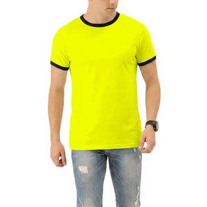 Men's <b>White</b> Short Sleeve T-<b>Shirt</b> <b>Slim</b> <b>Fit</b> O-Neck Contrast Trim 100% Cotton Jersey Comfortable Casual Solid Color - Product Image 4