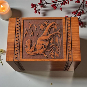 Handcrafted Wooden Dinosaur Urn | Personalized Cremation <b>Box</b> | T-Rex <b>Memorial</b> <b>Memorial</b> <b>Keepsake</b> by AYAANS - Product Image 5
