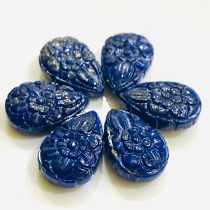 <b>Lapis</b> <b>Lazuli</b> Pear Shape Carved Gemstone <b>Ring</b> Pendant Jewelry Making Natural Crystal Engraved Charm Wholesale Bulk Loose Stone - Product Image 1