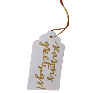 Export Quality Handmade Paper Shiny Glitter Paper Gift Tags Digital Printed with Love Hang Tags Walmart Warehouse