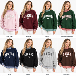 เสื้อสเวตเชิ้ตคอเต่าพิมพ์ลายตัวอักษร Boston สำหรับผู้หญิง สีเทา ลายสก็อต คอถัก ทรงปกติ ใส่ได้ในฤดูใบไม้ร่วง พร้อมโลโก้แบบกำหนดเอง - Product Image 6