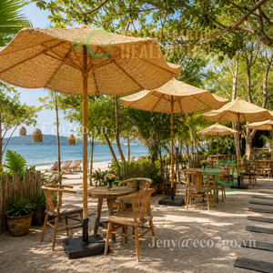 Natural Wood Eco Friendly Outdoor <b>Umbrella</b> Parasol for Hotel Courtyard Beach Resort and Poolside - Product Image 6