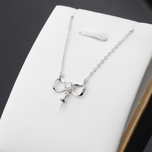 Conjunto de Accesorios de Joyería de Plata S925, Colgante con Diseño de Nudo de Ocho, Collar con Cadena para Clavícula, para DIY con Perlas, para Mujer - Product Image 5