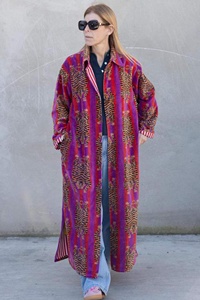 Kimono Largo con Estampado Floral para Mujer, Manga Tres Cuartos, Cuello Clásico, Suave, Ropa de Invierno, 100% Algodón, con Cordón Ajustable - Product Image 2