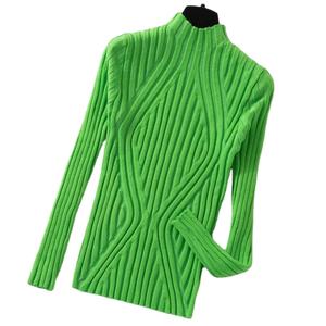 Suéter de punto para mujer, suéter de cuello alto Medio 2025, suéter de otoño e invierno, ropa de calle elegante ajustada sólida de manga larga - Product Image 2