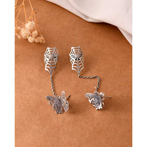 Meera Jaipur Butterfly Silver <b>Fine</b> <b>Cuff</b> <b>Earrings</b> From India - Product Image 2