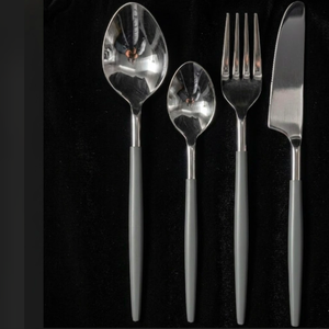Ensemble de couverts en acier inoxydable argenté, durable, poli miroir, pour mariage, restaurant, location de couverts de table - Product Image 1