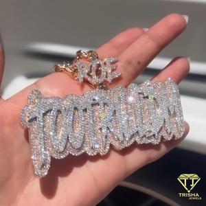 Bling Iced Out Custom Pendant Necklace Hip Hop Jewelry Personalized Letter Full Stone Luxury Streetwear Fashion - Product Image 3