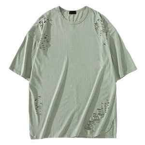 T-shirt Homme à Manches Courtes Effet Vieilli Coupe Classique de Bonne Qualité 100% Coton Écologique Respirant Nouvelle Arrivée - Product Image 1