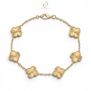 New Fashion Premium Gold Plated Leaf Clover Charm <b>Bracelet</b> for Women Fashion Jewelry at Wholesale Price - Product Image 1