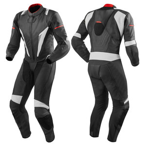 Combinaison de moto en cuir à manches longues pour homme, respirante, noire avec accents gris et rouges, utilisable toute l'année - Product Image 4
